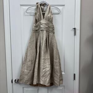 Adrianna Papell dress gold size 10 Tulle halter dressy prom